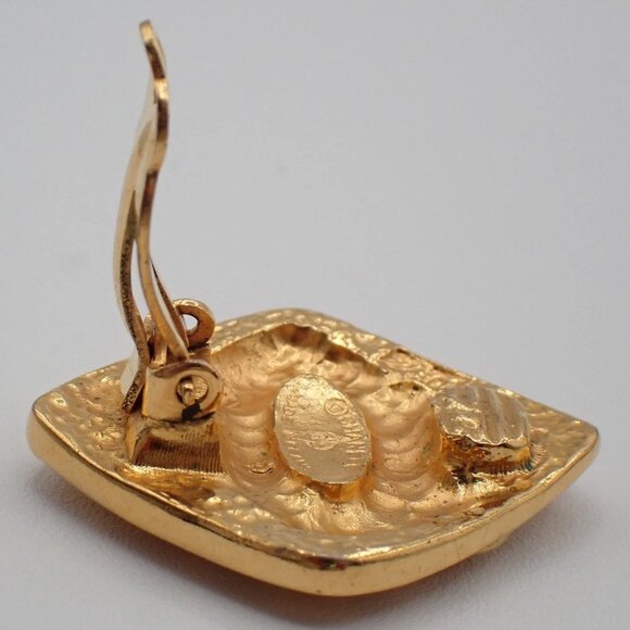 CHANEL CC Logo Diamond Shape Earrings Clip-On Gold GHW France 34KP109 - Picture 8 of 11